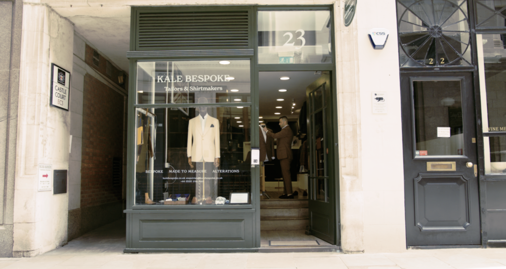 Tailoring shop with mannequin in window in the City of London