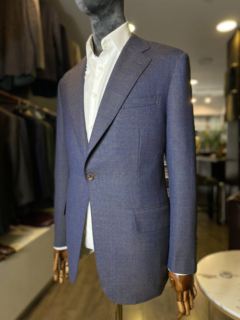 Bespoke Loro Piana men's suit jacket on mannequin