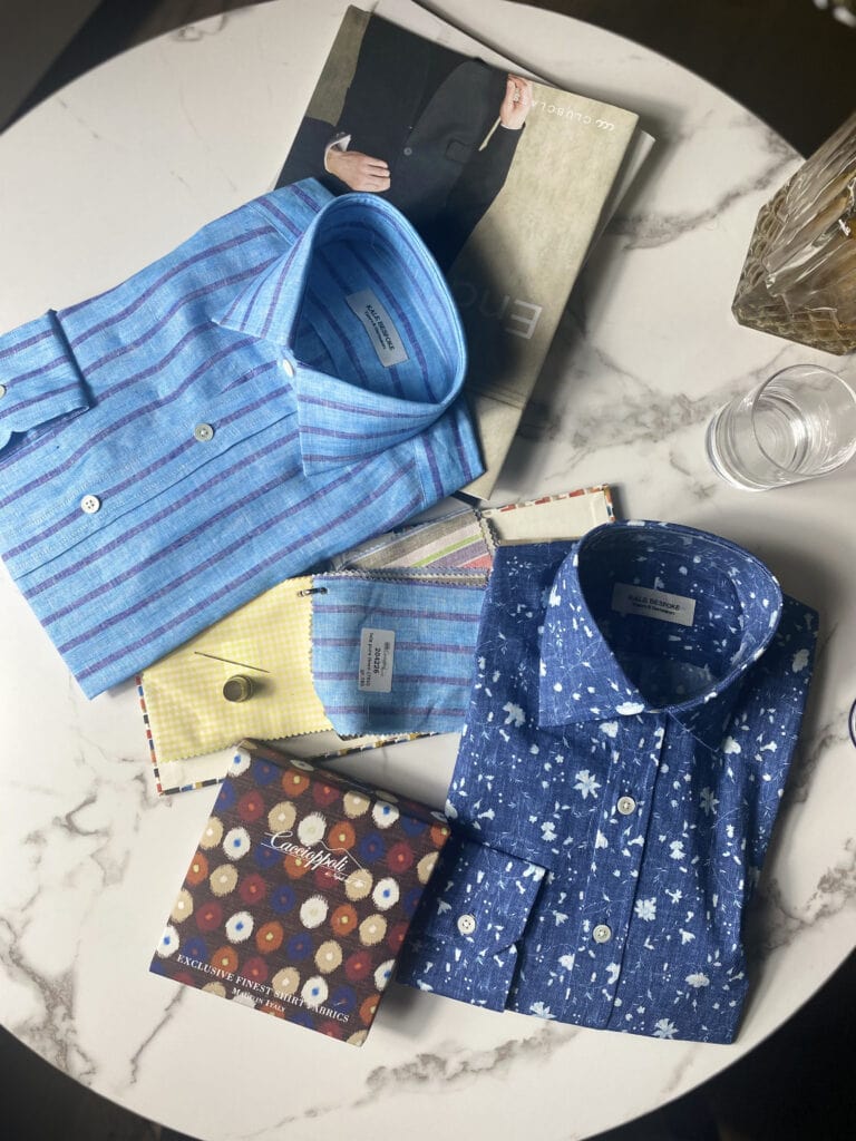 Men's Bespoke Shirts Folded on Circular Table