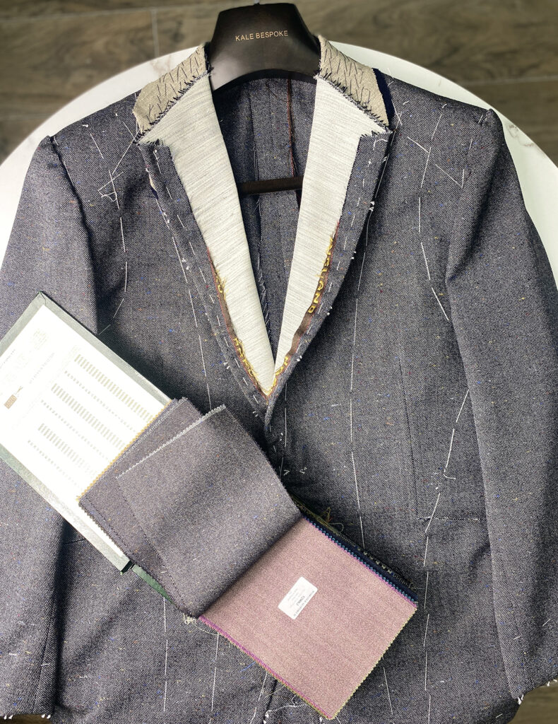 tailor's baste for bespoke suit jacket