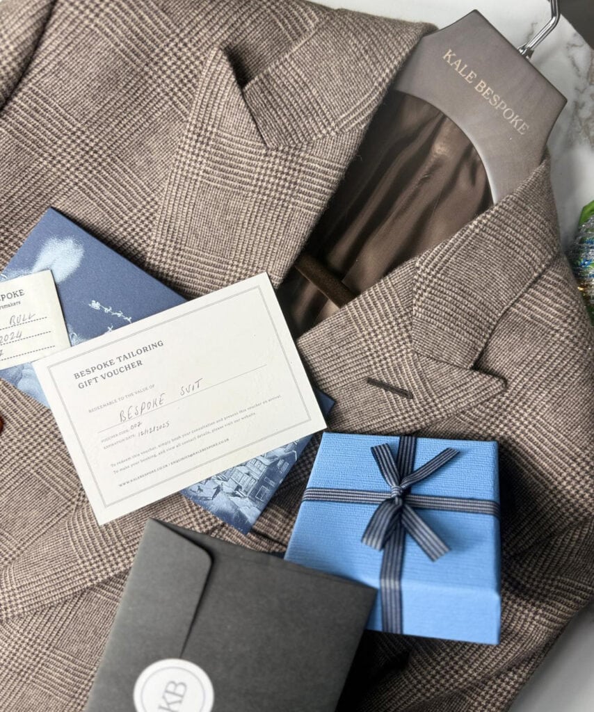 tailoring gift voucher with gift box and bespoke suit