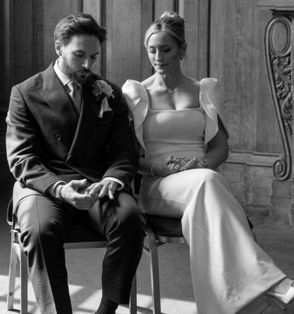 bride and groom on wedding day