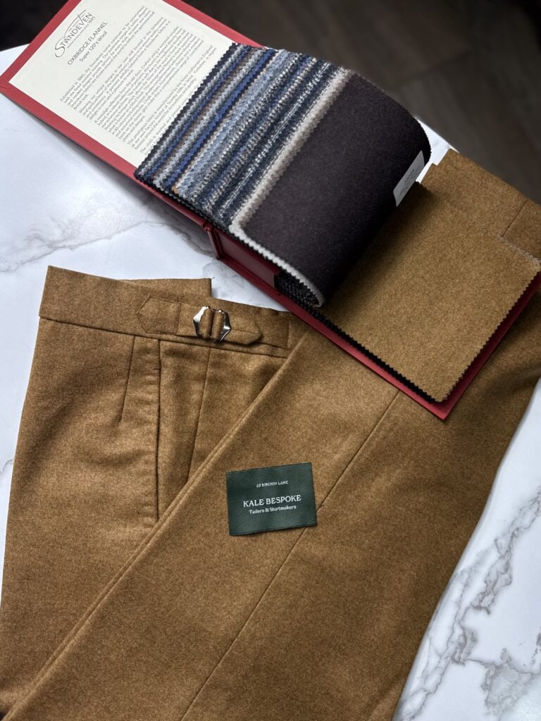 Oxbridge flannel trousers 13oz from Standeven made by kale bespoke